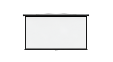 White Projection Screen with Black Frame and Pulldown Mechanism