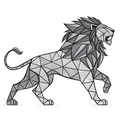 Geometric Lion Power – Bold Angular Line Art