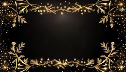 Christmas card with golden typography and blank center