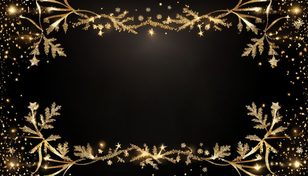 Christmas card with golden typography and blank center