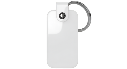 White Rectangular Keychain with Metal Ring graphic