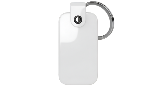 White Rectangular Keychain with Metal Ring graphic