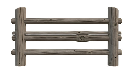 Wooden Log Fence Section with Three Rails rustic rural