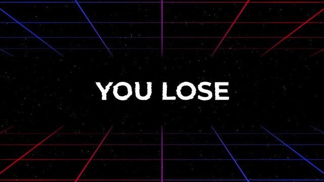 You Lose Game Over Retro Synthwave Grid Space ideal for gaming content, streaming overlays, failure screens, and retro themed projects.