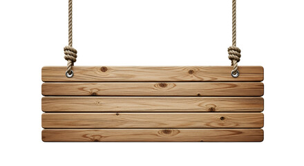 Wooden plank sign hanging by ropes graphic design