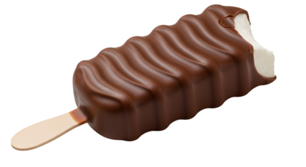 Chocolate covered ice cream bar on stick black background