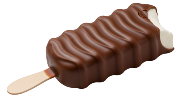 Chocolate covered ice cream bar on stick black background - Powered by Adobe