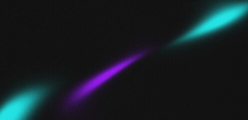 Glowing purple green gradient abstract shape on dark black grainy texture, futuristic dynamic poster background design