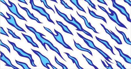 Ring Blue Fire Flame Pattern on White Background. Creative abstract Fiery Frame in flat Anime Style. Vector Blue Fire Texture