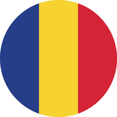 Fototapeta premium Romania flag round icon vector illustration – national symbol of Romania with blue, yellow, and red vertical stripes in circular design
