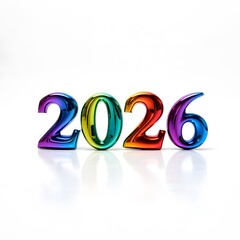 2026 in Rainbow Colors for New Year Celebration