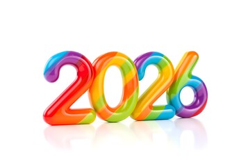 2026 in Rainbow Colors for New Year Celebration