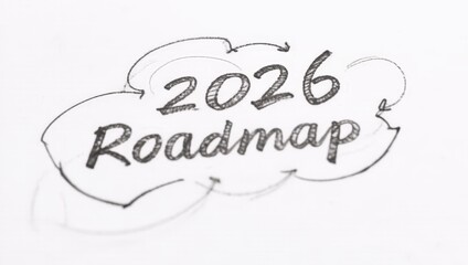 Hand-Drawn Sketch of 2026 Roadmap Concept on White Background