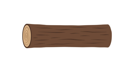 A simple brown wooden log with textured bark and cut ends in clean flat vector style, ideal for forestry, lumber, nature, camping, or construction illustrations.