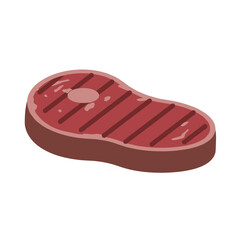 A juicy grilled beef steak with visible grill marks and bone in isometric flat vector style, ideal for barbecue, restaurant menu, food blogging, or meat lover designs.