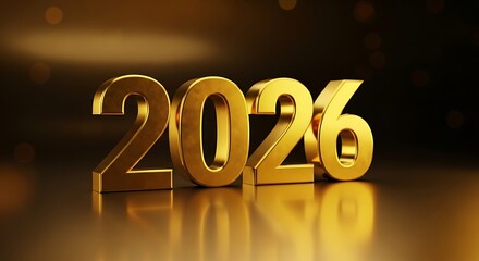 Golden 2026 Numbers Shiny Metallic Texture Background.
