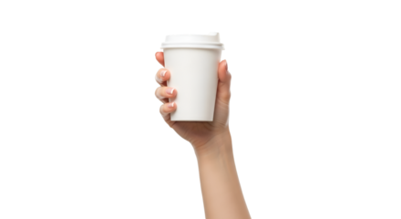 Hand Holding White Coffee Cup with Lid graphic design