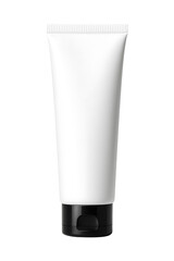 White cosmetic tube with black cap clean product packaging design mockup High quality Realistic image.