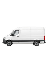 White delivery van side view transportation vehicle blank mockup High quality Realistic image.
