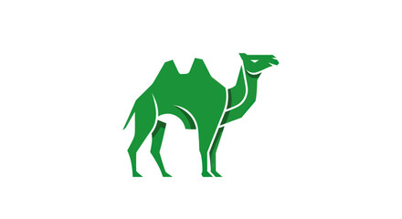 Green camel silhouette on white background vector illustration