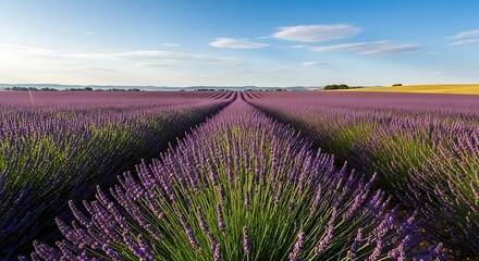 Lavender Field Under Blue Sky.