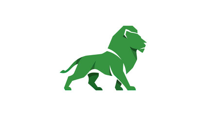Green lion silhouette illustration on white background for design