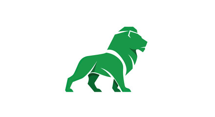 Green lion silhouette on white background conceptual animal illustration