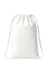 White drawstring bag packaging isolated on transparent background