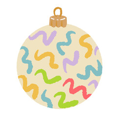 Obraz premium Colorful pastel squiggle pattern Christmas ball ornament illustration playful modern holiday clipart ideal for invitations stickers wrapping paper and cheerful festive design projects