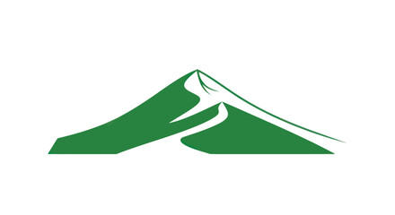 Green mountain silhouette with path isolated on white background