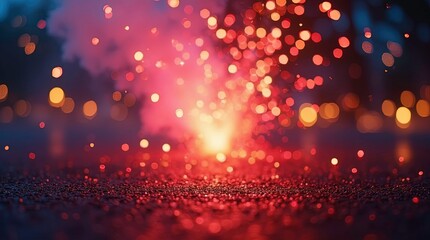 Abstract background of fiery red sparks rising upward against a dark background.