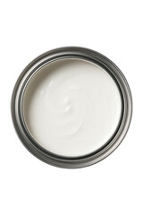 White Paint in Metallic Container Top View High quality Realistic image.