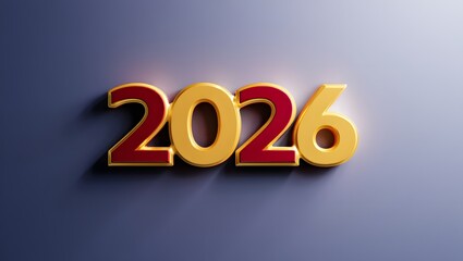 Golden and Red 2026 New Year 3D Text