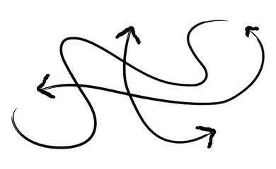 Hand drawn flowing line arrow design element with vibrant color options