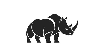 Silhouette of a rhinoceros animal illustration on a clean white background