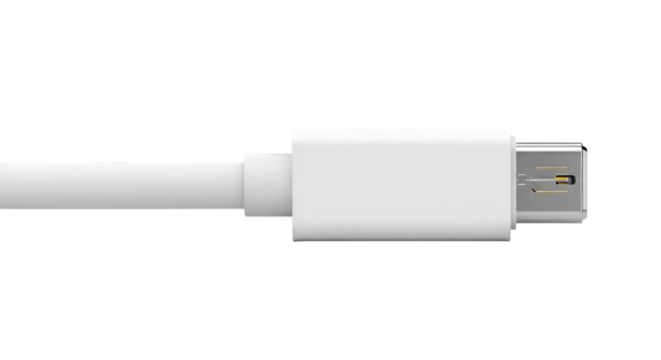 White USB Cable Connector On Black Background connection