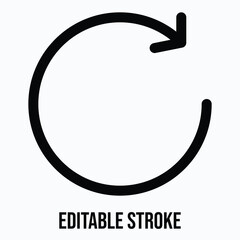 Fototapeta premium Clockwise Refresh Rotation Symbol Isolated Lineal Vector Icon, Editable Stroke.