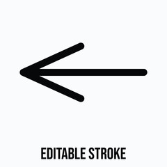 Left Arrow Backward Navigation Symbol Isolated Lineal Vector Icon, Editable Stroke.