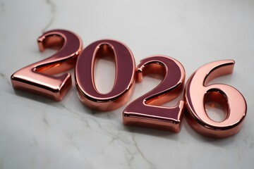 Golden and Red 2026 New Year 3D Text