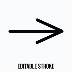 Right Arrow Navigation Symbol Isolated Lineal Vector Icon, Editable Stroke.