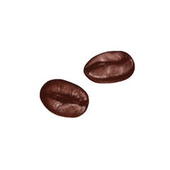 Watercolor coffee beans. Natural illustration for packaging design, menus, logos, and coffee-themed decor.