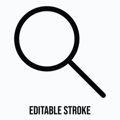 Search Magnifying Glass Symbol Isolated Lineal Vector Icon, Editable Stroke.