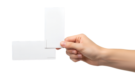 Hand Holding Blank White Cards graphic design