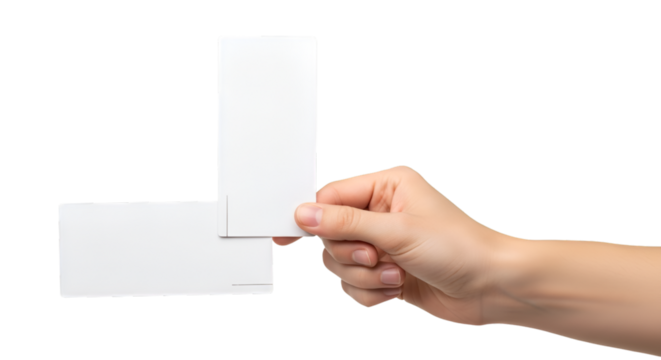 Hand Holding Blank White Cards graphic design