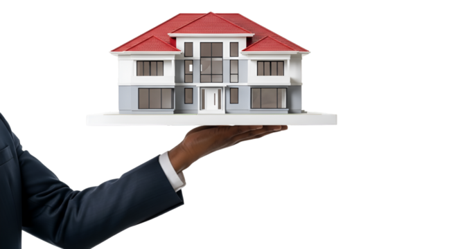 Hand Presenting a Model House real estate property