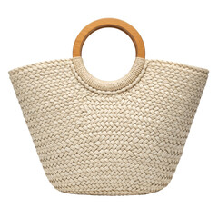 Woven Straw Tote Bag With Wooden Handles natural