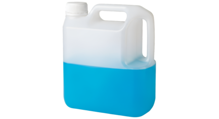 White Jerrycan With Blue Liquid and Handle container