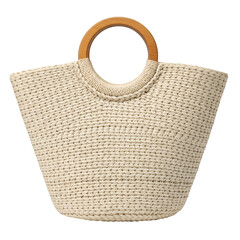 Woven Straw Tote Bag with Wooden Handles wicker
