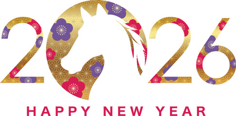 2026 Year of the Horse New Year Greeting Symbol and Design Illustration