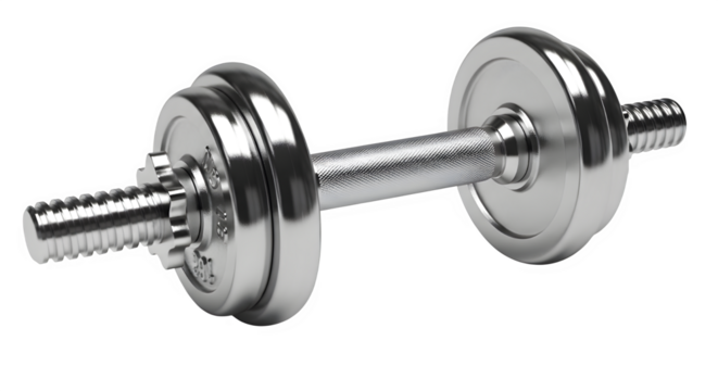 Shiny metal dumbbell, a symbol of strength and fitness